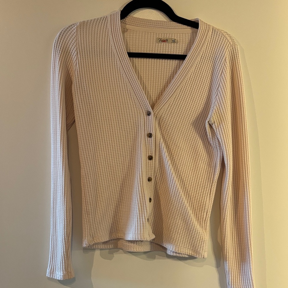 Faherty Off-White Waffle Knit Top
